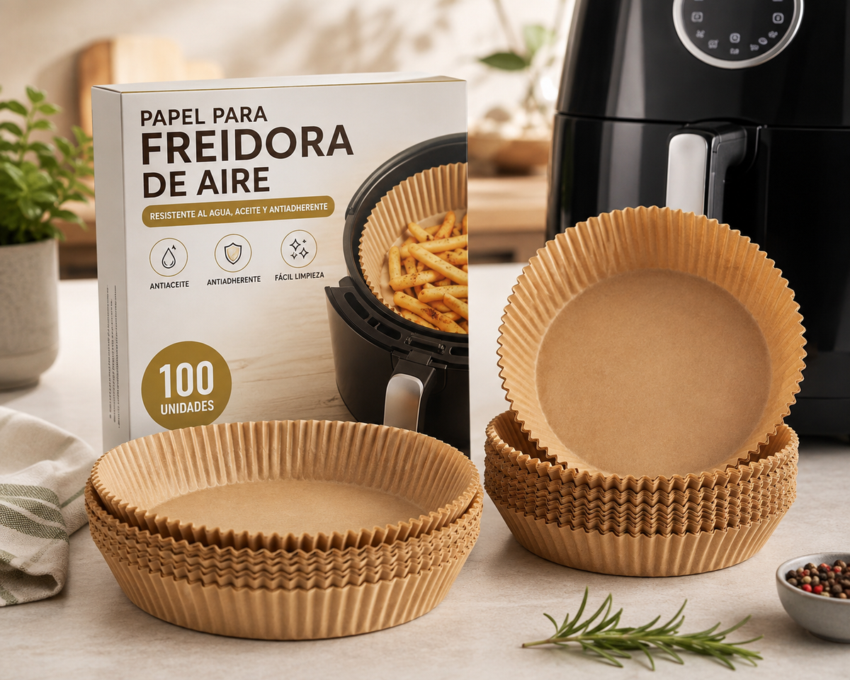 Papel Desechable para Freidora de Aire – 100 Unidades Antiadherentes